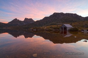 Cradle Mountain Boatshed at Sunset. HDR processing.