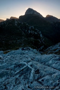 Dusk silhouette, Frenchmans Cap Tasmania