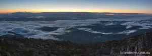 Sunrise over Hobart from Mt Wellington