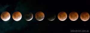 The eclipse of the moon on October 8 2014, Hobart Tasmania