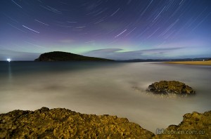Aurora Australis, Southern Lights Tasmania with Startrails