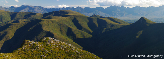 Schnells Ridge, South West Tasmania. View to the Arthurs.