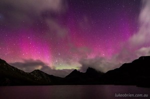 Aurora australis, or Southern lights, at Cradle Mountain, November 9 2013