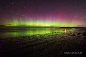 Aurora Australis over Seven Mile Beach, Tasmania. October 2016