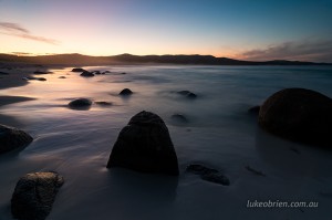 Dusk silhouettes of the Bay of Fires hinterland