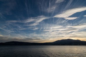 Late afternoon sky over Hobart last night