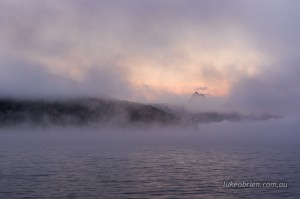 Mt Ida amid the morning mist, Lake St Clair