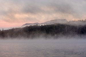 Mt Olympus amid the morning mist, Lake St Clair