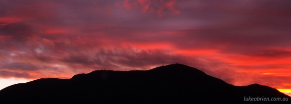 Sunset Silhouette of Mt Wellington, Hobart