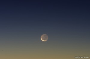 Cresent moon at dusk. 60 second exposure (with Astro Tracer feature on).