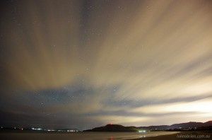 Stars & Cloud, Seven Mile Beach Hobart. With Pentax OGPS1 / Astro Tracer.