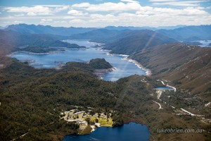 Lake Gordon and the Lake Pedder Lodge, South West Tasmania