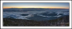 Sunrise & Fog over Hobart. View from Mt Wellington