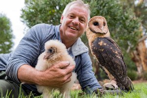 Family Portrait - Craig with the two young owls