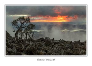 Sunrise over Hobart from kunanyi/Mt Wellington