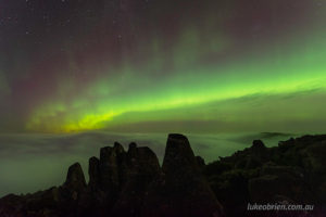 aurora australis kunanyi mt wellington february 2023