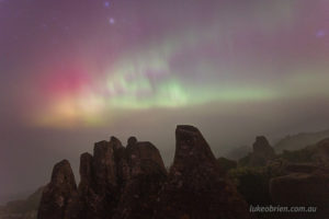 aurora australis kunanyi mt wellington february 2023