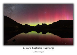 Tasmanian aurora postcard - Cradle Mountain