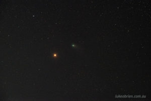 Comet ZTF and Mars. 60 second exposure utilising the Pentax astrotracer