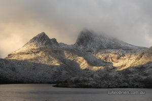 Morning light hitting Cradle Mountain and Marions Lookout. 