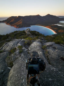 wineglass bay and the freycinet peninsula from mt amos at sunrise