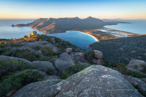 Wineglass Bay from Mt Amos at sunrise