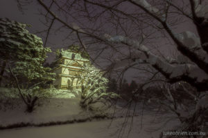 Hirosaki castle in the middle of a major cold snap and blizzard, January 2023