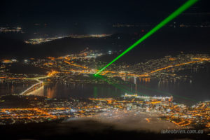 Mona Foma's huge fricking laser (aka BEACON) from kunanyi on Sunday night