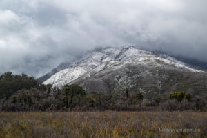 Snow in the mountains of south west tasmania