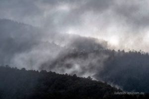 Snow and misty ridgelines south west Tasmania