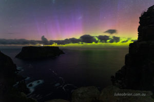 southern lights over Tasman Island